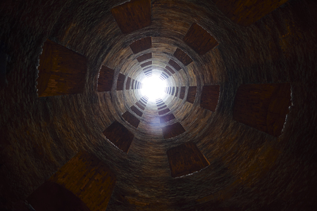 St. Patrick's well, Orvieto, Italy. Historic well. Great engineering work, built in 1547. depth 54 meters, width 13 meters .. characteristics are the spiral stairsのeditorial素材