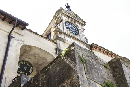 Amelia, Umbria. Lovely Italian village. In the square stands the old clockの写真素材