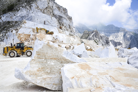 precious Carrara marble. Quarry on the Apuan Alps, Tuscany, Italyの写真素材