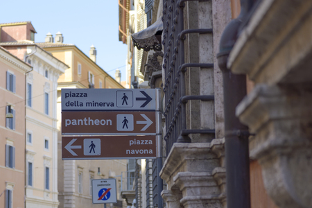 Rome, indications of the great historical monuments of the Italian capitalの写真素材