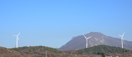 wind turbines for alternative energy production and environmental conservation. Trentino, Italy