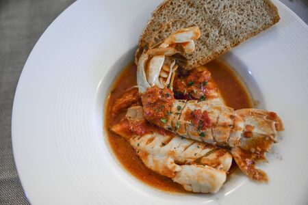 prawn soup close-upの写真素材