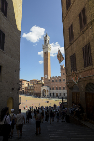 Siena, public palace (town hall) in the Piazza del Campoのeditorial素材