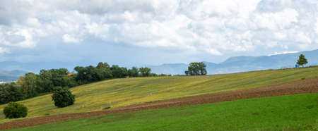Rural landscape. The colors of the autumn countryside. Background