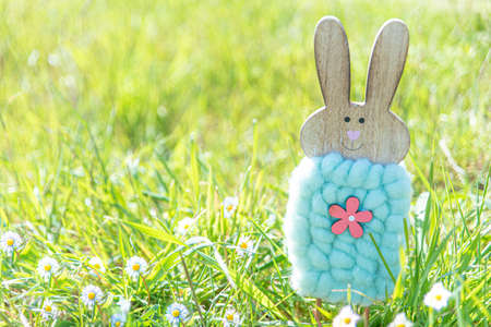 Easter. Rabbit in flowery field
