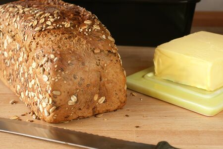 Breakfast with freshly baked homemade bread