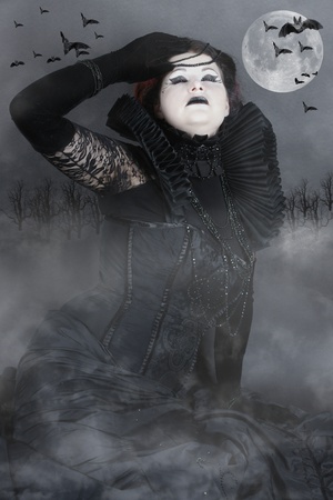 Woman dressed up in gothic style の写真素材