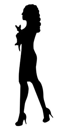 Woman Holding a Small Dogのイラスト素材