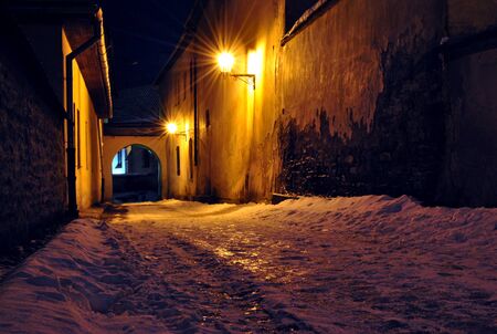Street in Spisska Sobota, Slovakiaの写真素材