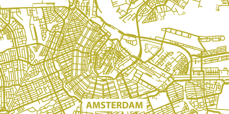 Detailed map of Amsterdam in gold with title, scale 1:30 000 in the Netherlandsのイラスト素材