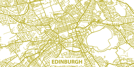 Detailed map of Edinburgh in gold with title, scale 1:30 000 in Scotlandのイラスト素材