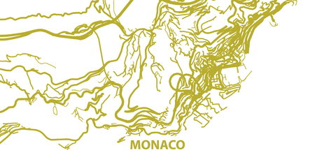 Detailed map of Monaco in gold with title, scale 1:30 000のイラスト素材