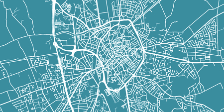 Detailed vector map of Bruges, scale 1:30 000, Belgiumのイラスト素材