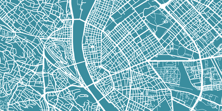 Detailed vector map of Budapest, scale 1:30 000, Hungaryのイラスト素材