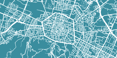 Detailed vector map of Bologna, scale 1:30 000, Italyのイラスト素材