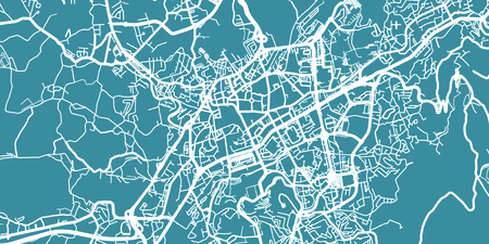 Detailed vector map of Braga, scale 1:30 000, Portugalのイラスト素材