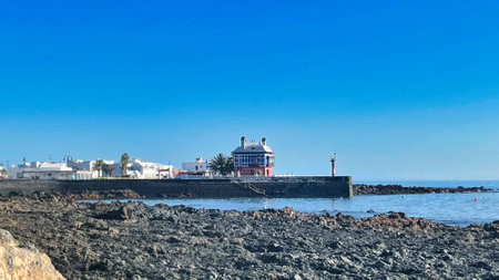 Lighthouse on the Atlantic Ocean in Tenerife Canary Islands Spainの写真素材