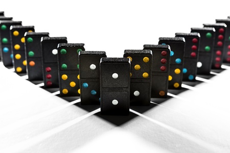 Shadows between domino blocks create symmetryの写真素材