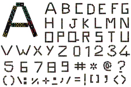 Complete alphabet made of wooden domino blocks isolated on whiteの写真素材