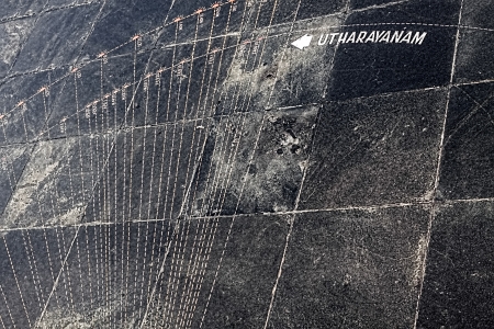 Perspective of a big annual sundial made of stone and marble の写真素材