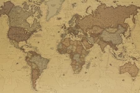 Ancient geographic map of the world with names of the countriesの写真素材