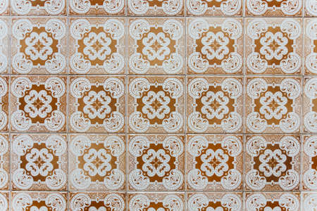 Texture of traditional Portuguese tiles on the wallの写真素材