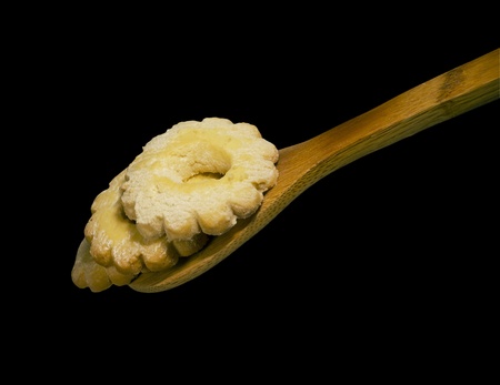 traditional italian biscuit called canestrello on blackの写真素材