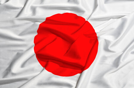 Japan flag on a silk drapeの写真素材