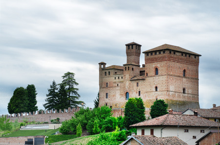 Castle on a hill in langue, italyのeditorial素材