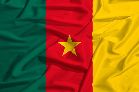 Cameroun flag on a silk drape wavingの写真素材