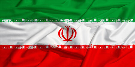 Iran flag on a silk drape wavingの写真素材