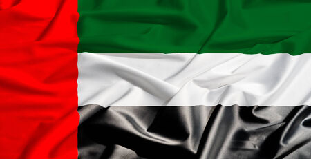 Emirates flag on a silk drape wavingの写真素材
