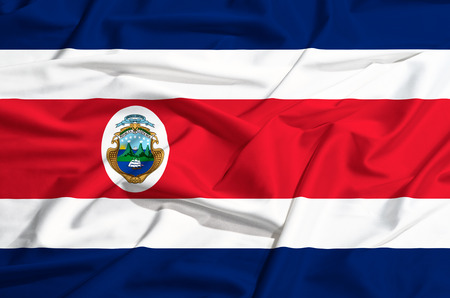 Costa Rica flag on a silk drape wavingの写真素材