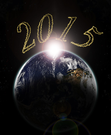 dawn of year 2015 on earth -Elements of this image furnished by NASAの写真素材