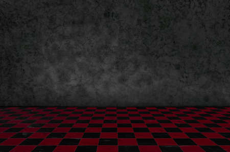 chess background interior in a dark red marble room and moss on wallの写真素材