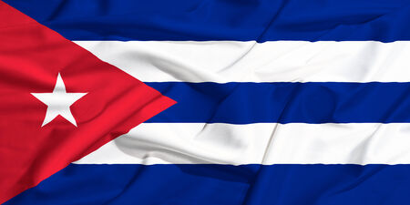 Cuba flag on a silk drape wavingの写真素材
