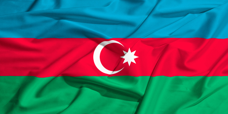 Azerbaijan flag on a silk drape wavingの写真素材