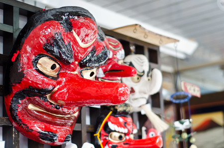 japanese traditional theatre mask sold as souvenirの写真素材