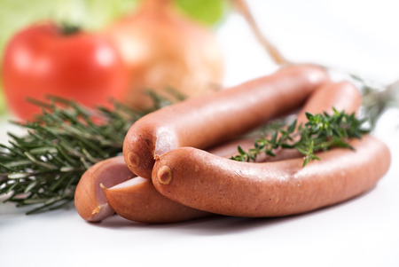 three german sausage and herbs That were used to prepare themの写真素材