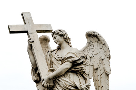 white marble statue of an angel in Romeの写真素材
