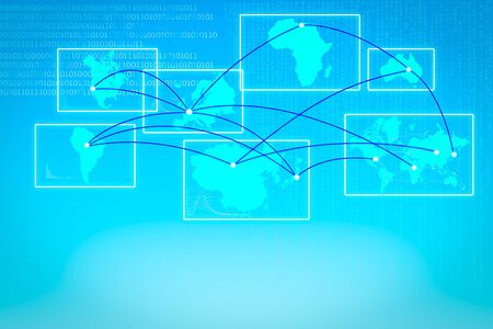 world and continents linked as symbol of global communicationの写真素材