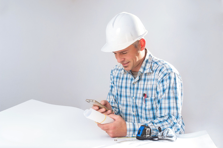 young worker with telephoneの写真素材