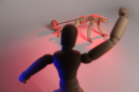 puppets interpret domestic violence, especially violence against womenの写真素材