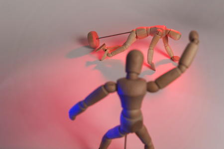 puppets interpret domestic violence, especially violence against womenの写真素材