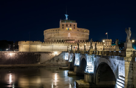 Rome by night, Sant' Angelo castleのeditorial素材