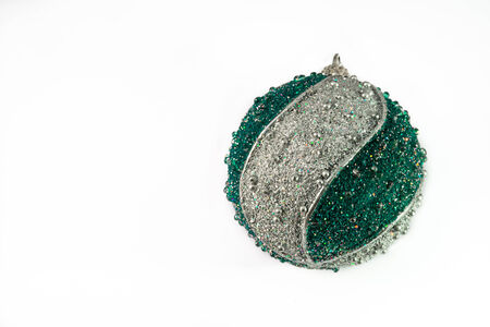 nice big blue and silver sparkling christmas ballの写真素材