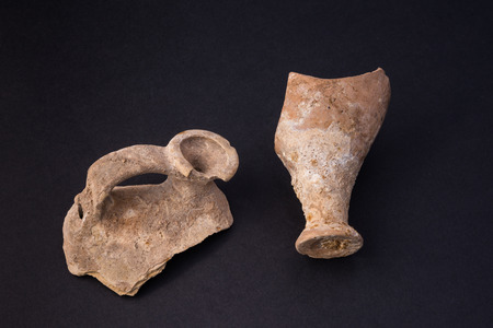 rest of ancient roman vases found near Rome seaの写真素材
