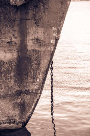 A rusty boat keel at the seaportの写真素材