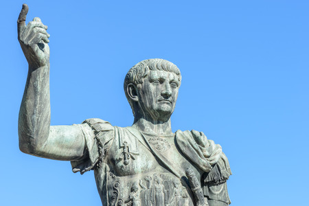 Ruins buildings and statue in the foro romano in Rome italy, emperor cesareの写真素材