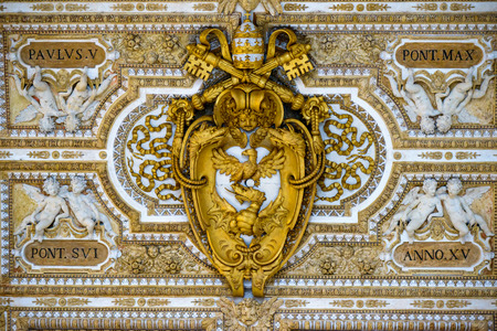 Particulars of San Pietro Church and the column in the square, Rome Italyの写真素材